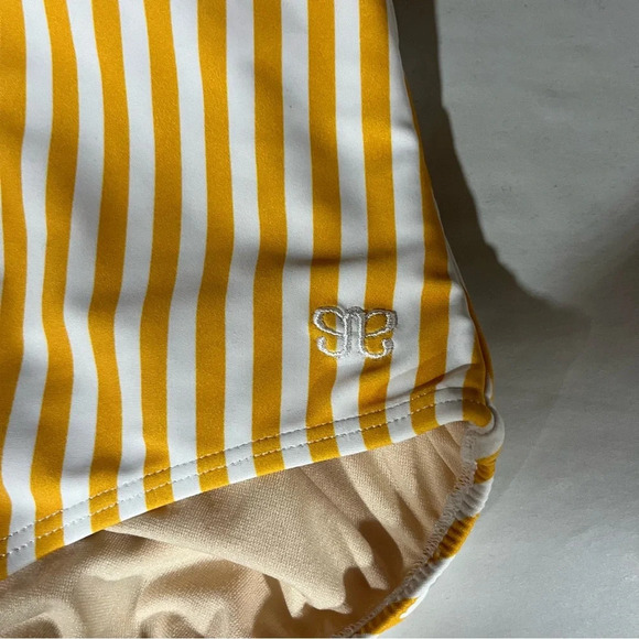 ALBION ~ The Cabana One Piece Swimsuit Yellow and White Striped Shoulder Ties - Picture 9 of 13